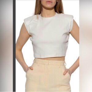 ALL SAINTS Coni Crop Top White- Minimalist Neutral Monochrome Large - EUC